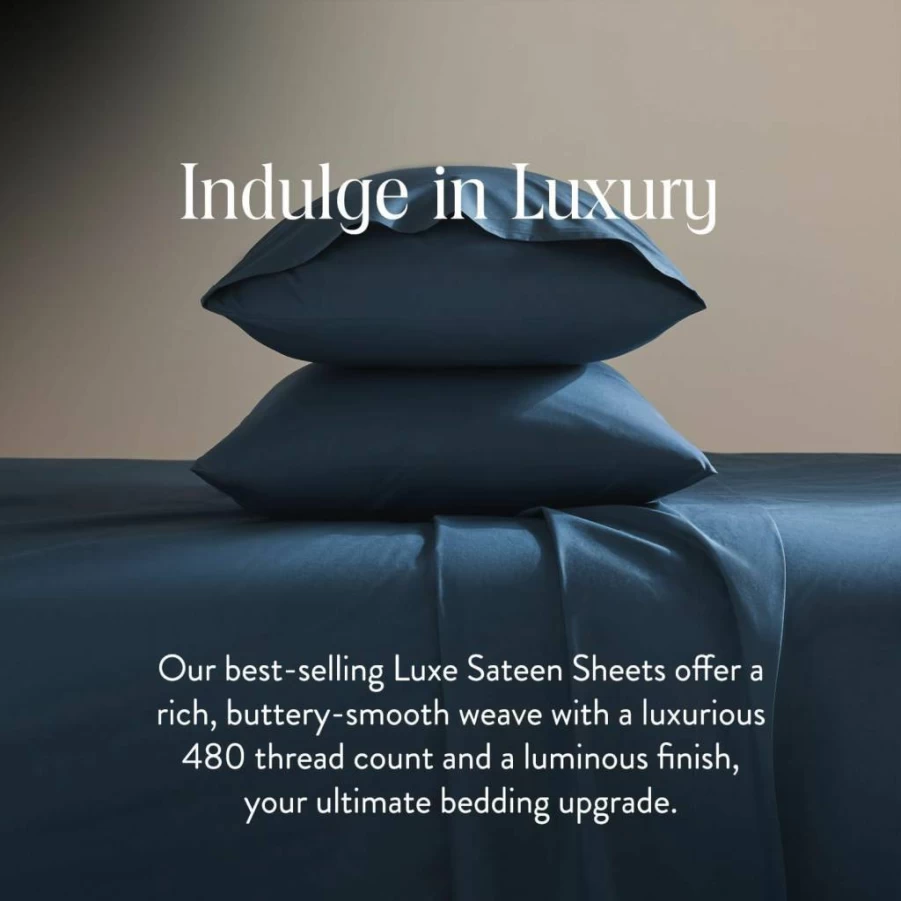 Brooklinen Queen Sheet Set - 4 Piece Luxury Sateen Bedding in Cream - 100% Cotton Fitted Sheet, Flat Sheet & 2 Pillowcases