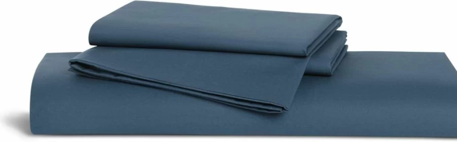 Brooklinen 100% Cotton Percale Sheet Set - 4 Piece (Full Size, Abyss Blue) - Cooling Bed Sheets for Hot Sleepers - Includes Fitted Sheet, Flat Sheet & 2 Pillowcases