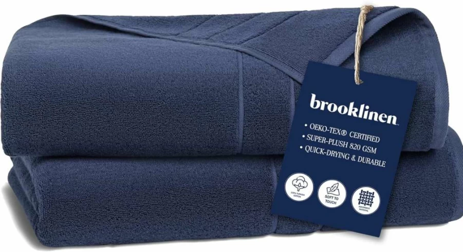 Brooklinen Super-Plush Turkish Cotton Washcloths Set of 2 - 13x13 Inch, 820 GSM, Ultra Absorbent, Soft Bath Towels for Home & Spa, Machine Washable, White