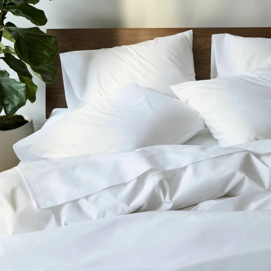 Brooklinen Premium 100% Long Staple Cotton Percale Pillowcase Set of 2 - Standard Size with Envelope Closure, Soft Breathable & Durable Bedding (Abyss)
