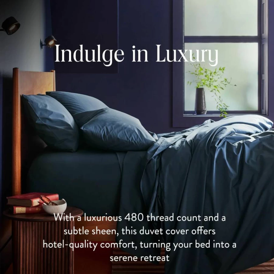 Brooklinen King Size Duvet Cover - 100% Cotton Sateen, California King White with Corner Ties & Button Closure