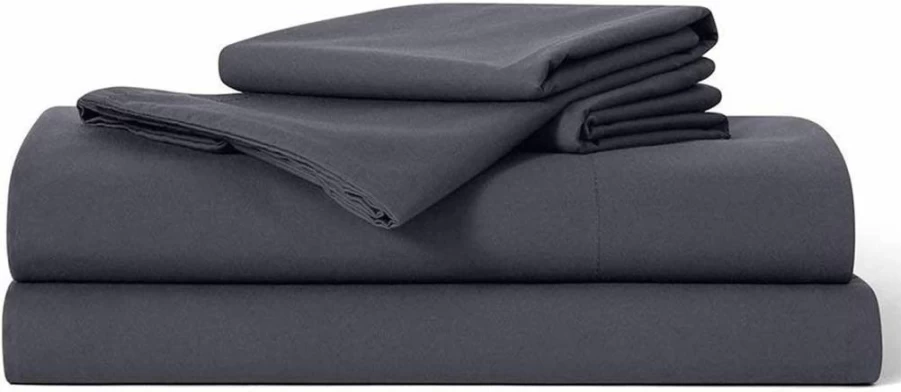 Brooklinen King Size Luxury Sateen Sheet Set - 100% Cotton, 4 Piece (Fitted Sheet, Flat Sheet, 2 Pillowcases) - Graphite Color | Premium Bedding