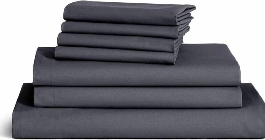 Brooklinen 7-Piece Luxury Sateen Sheet Set - 100% Cotton Full Size Sheets with Duvet Cover, Fitted & Flat Sheet, 4 Pillowcases - Graphite Color